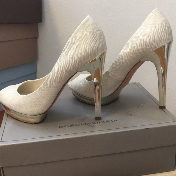 White platform peep toe with mirror heels - Picture 5 of 8